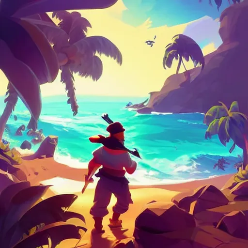 Image similar to painting treasure on sea of thieves game smooth median photoshop filter cutout vector, behance hd by jesper ejsing, by rhads, makoto shinkai and lois van baarle, ilya kuvshinov, rossdraws global illumination