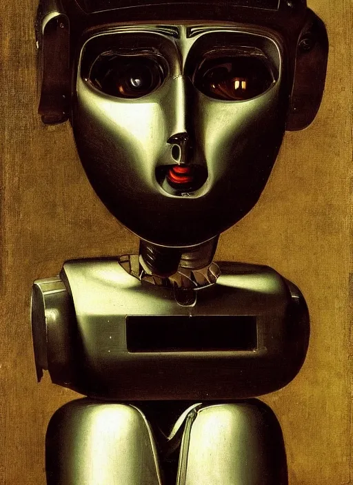 Image similar to a portrait of a robot by Caravaggio