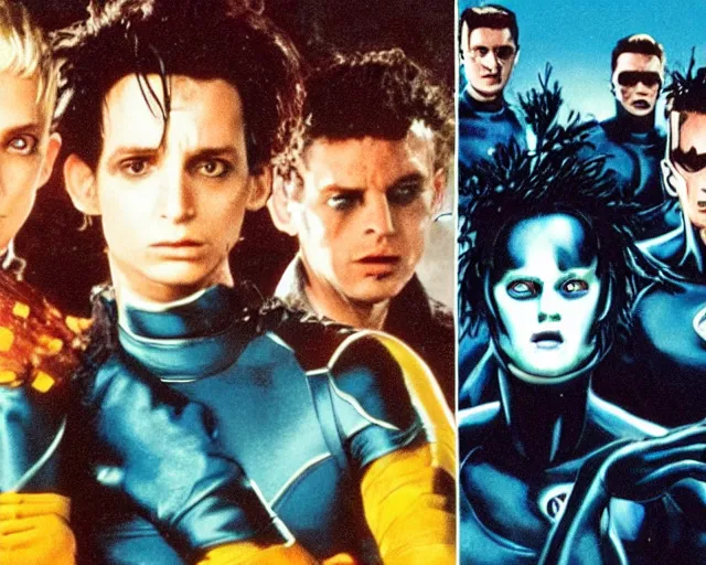Prompt: Fantastic Four Thing and Edward Scissorhands playing roshambo