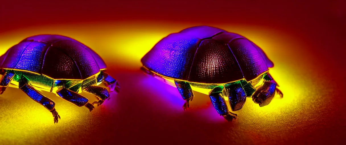 Prompt: hyperrealistic glowing cyborg scarab! jeweled gorgeous! highly detailed concept art david ligare peter zumthor dramatic purple neon lighting high quality low angle hd 8k sharp shallow depth of field