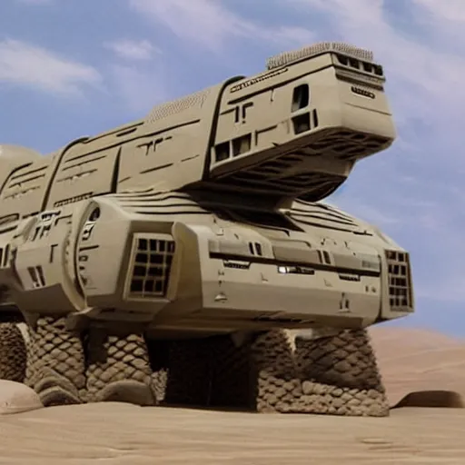 Image similar to Sci-Fi industrial futuristic Brutalism huge carrier vehicle desert