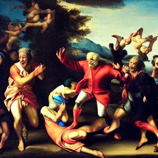 Prompt: running man, baroque painting