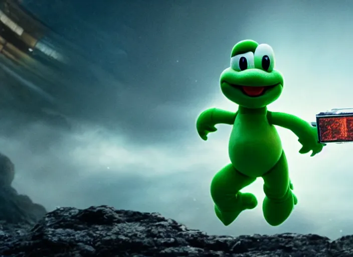 Image similar to film still of yoshi in the new sci - fi movie, 8 k