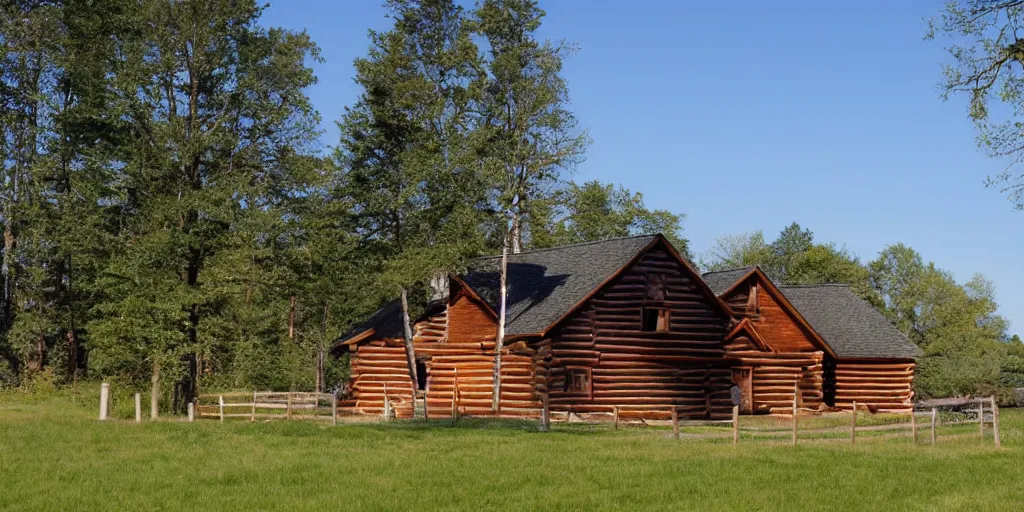 Image similar to log house on sunny meadow