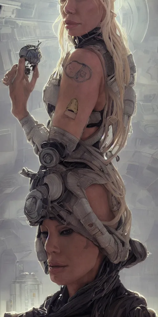 Image similar to portrait of Jenna Jameson as a character in star Wars movie, looking at camera, intricate, dystopian, sci-fi, extremely detailed, octane render, digital painting, concept art, smooth, sharp focus, illustration, incredible art by artgerm and greg rutkowski and alphonse mucha and simon stalenhag