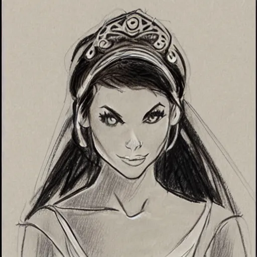 Image similar to milt kahl sketch of victoria justice as princess padme from star wars episode 3