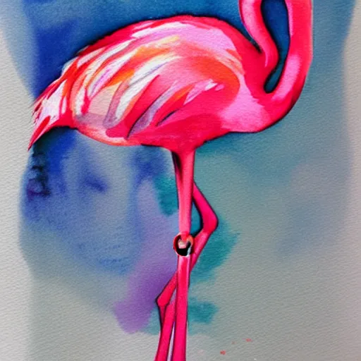 Prompt: flamingo watercolor