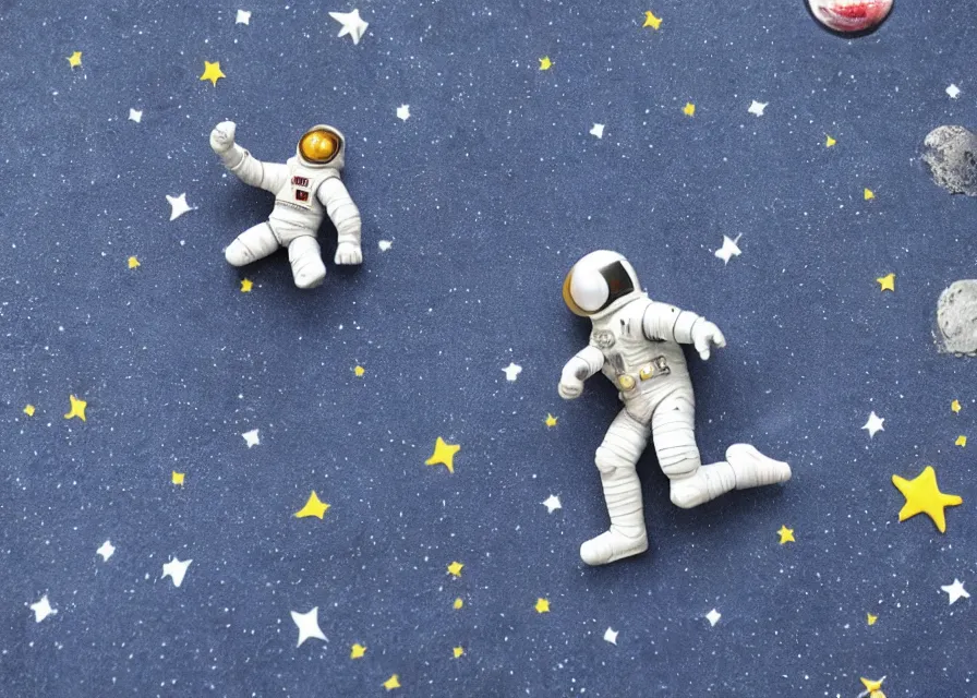 Prompt: astronaut running on moon, earth in background stary sky, claymation