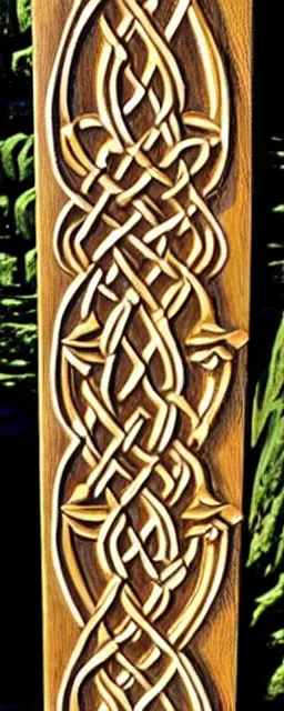 Image similar to celtic wood carvings epic nordic old snow and salt