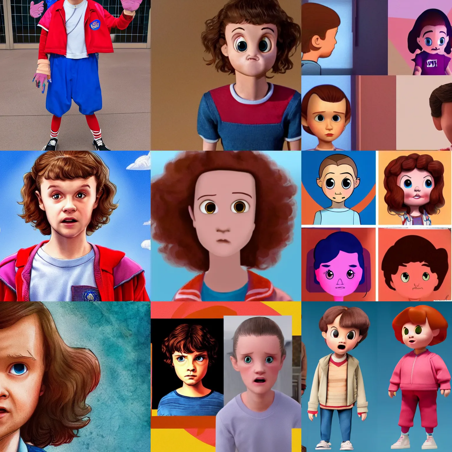 Prompt: eleven from stranger things as seen in disney pixar