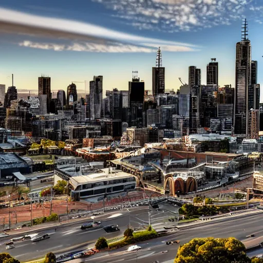 Prompt: melbourne, cinematic matte painting