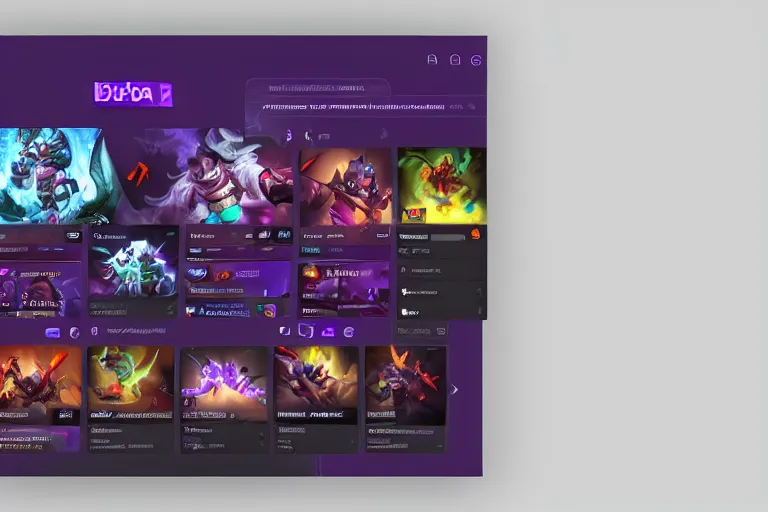 Image similar to plug on twitch channel on dota full ui ux design, trending on behance, spline 3 d, readymag