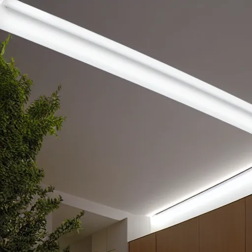 Prompt: looking up at roof skylight with led strip light surround, realistic, photography, home and garden, houzz, highly detailed, 8k,