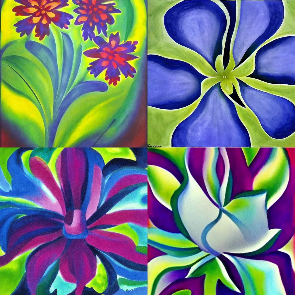 Prompt: abstract flower in the style of georgia o'keeffe