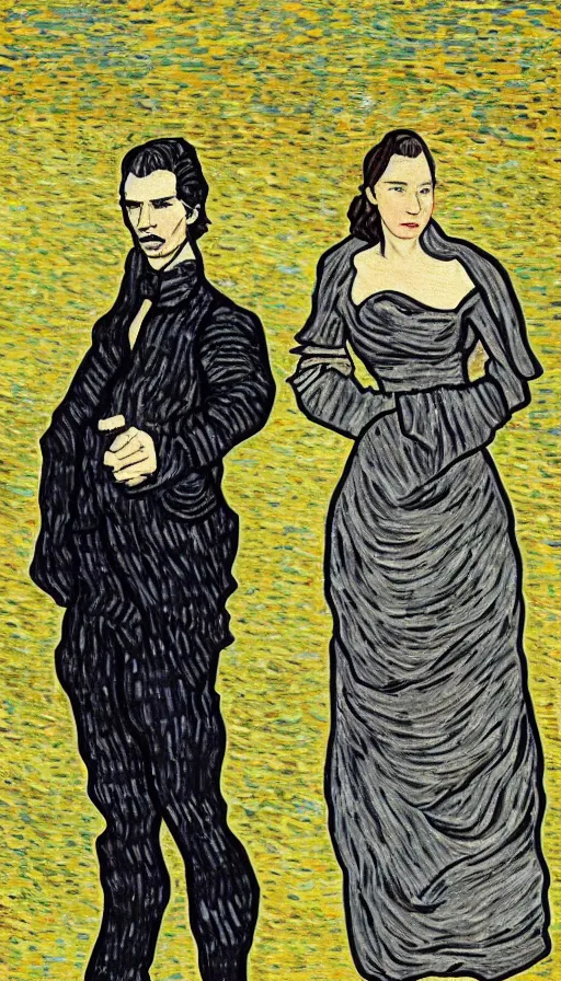 Prompt: reylo in the style of van gogh