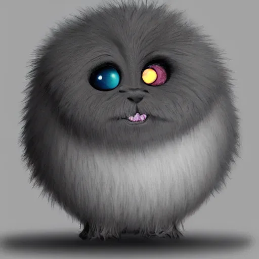 Prompt: fluffy ball with one eye. monster. looking to the camera. smile. artstation.