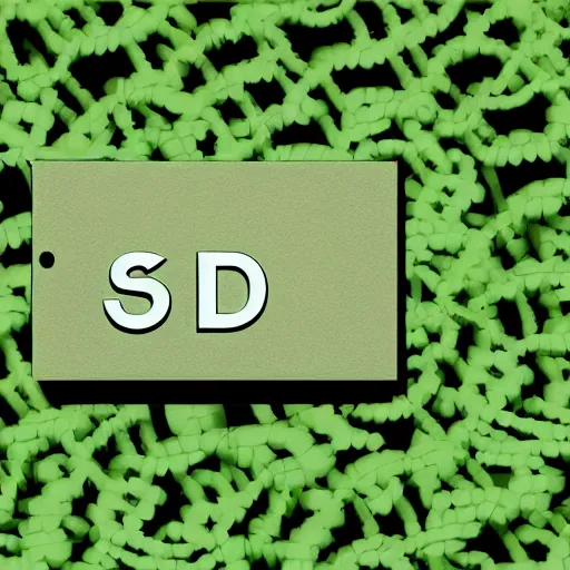 Prompt: a 3 d rendered text box saying sd with vines stretching across the image