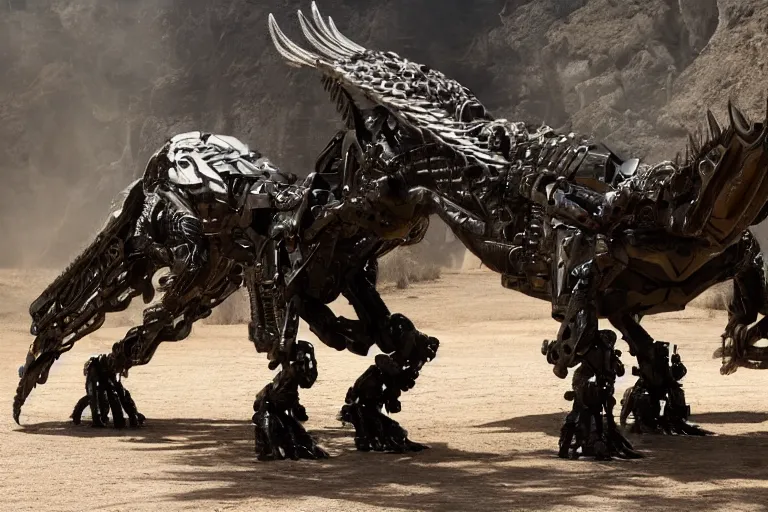 Image similar to cinematic still of westworld, a intact si - fi robotic fantasy dragon, well armored mech dragon, highly detailed