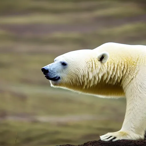 Image similar to photo of a polar bear drinking tea, highly detailed