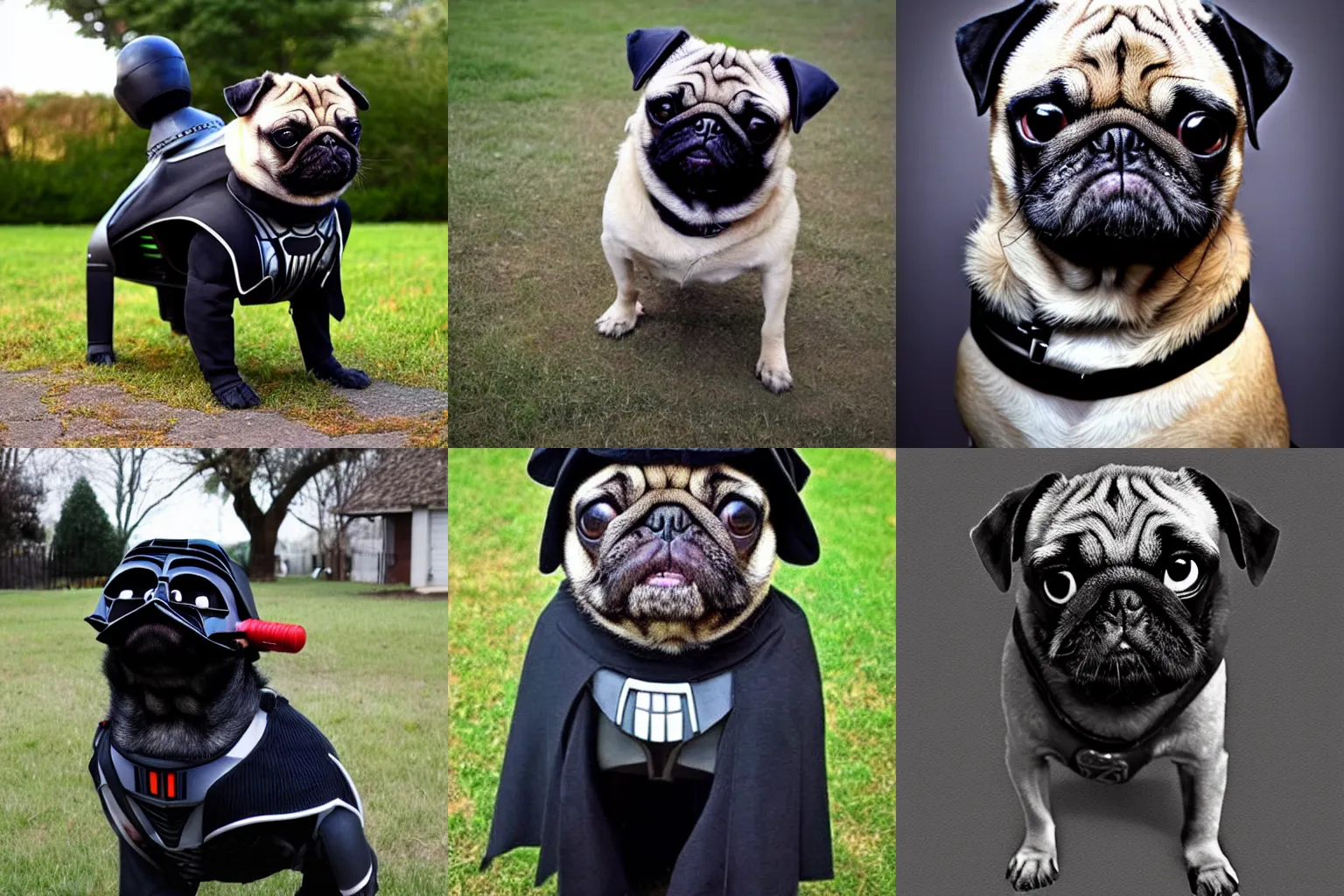 Prompt: a pug dog version of darth vader