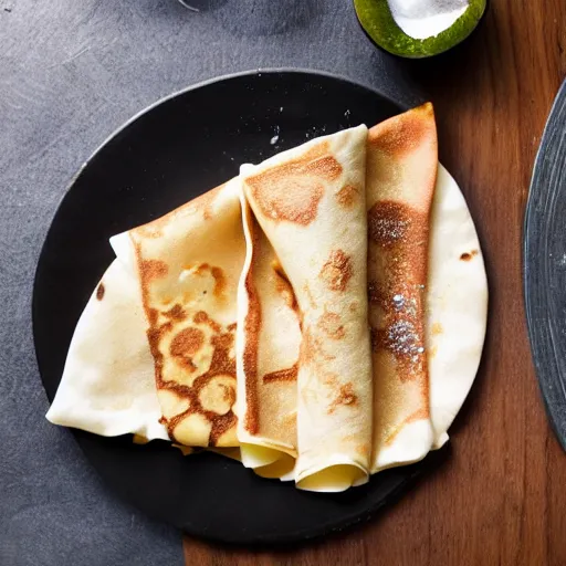 Prompt: crepes food photography