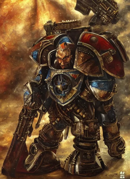 Image similar to Warhammer 40,000 at portrait，Oil canvas，Realism，Renaissance，Detailed Digital Art