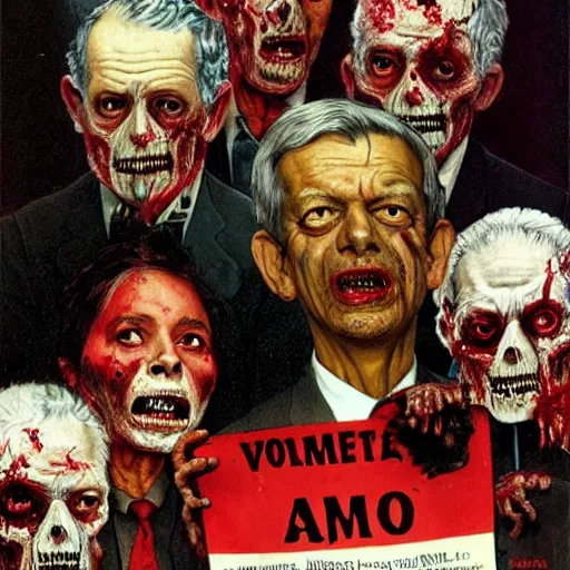 Image similar to zombie amlo by norman rockwell