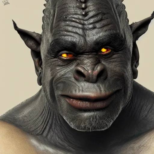 Prompt: a detailed portrait of a black orc, art illustration, incredibly highly detailed and realistic, 8 k, sharp focus