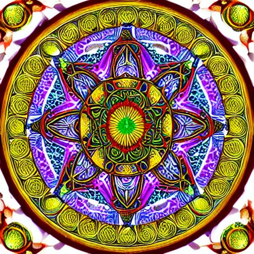 Image similar to Beautiful mandala, intricate, ornate, gorgeous, sacred geometry, inspiring, phi, by Charles Gilchrist