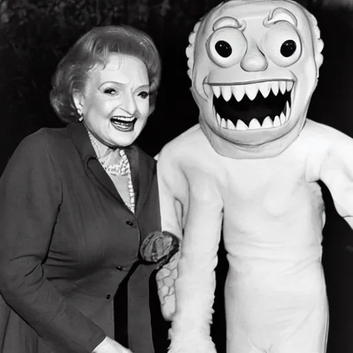 Prompt: Betty White hanging out with Frankenstein's monster