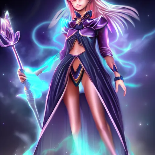 Image similar to beautiful dark magician girl, full body, mystical, ultra detailed, 4k