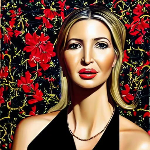 Prompt: Painting of Ivanka Trump by Kehinde Wiley