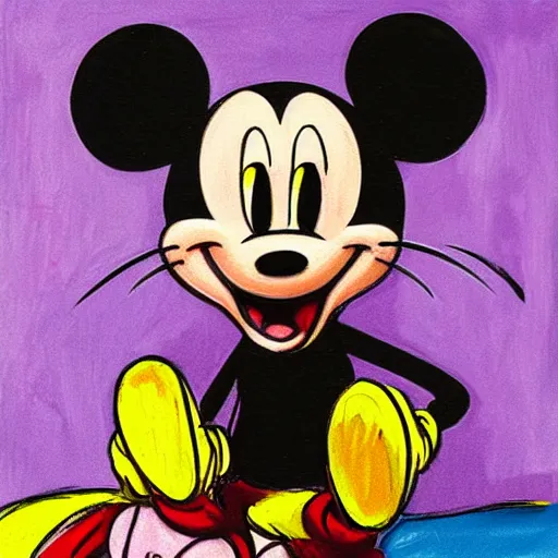 Prompt: portrait painting mickey mouse skeleton, hello kitty, comic book, pokemon, painting by Singer Sargent and rembrandt