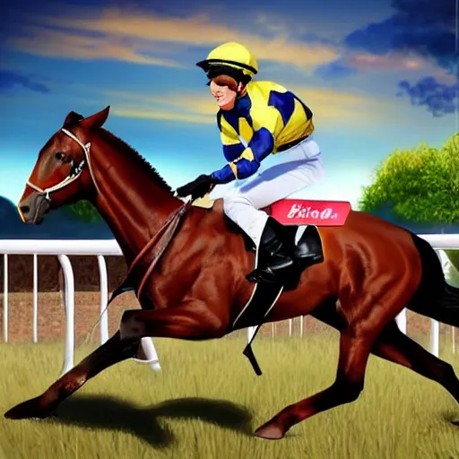 Prompt: Rival stars horse racing new feature, Cat Jockeys, concept art