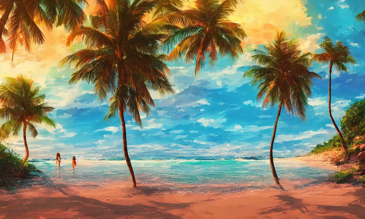 Image similar to paradise beach by alena aenami artworks in 4 k