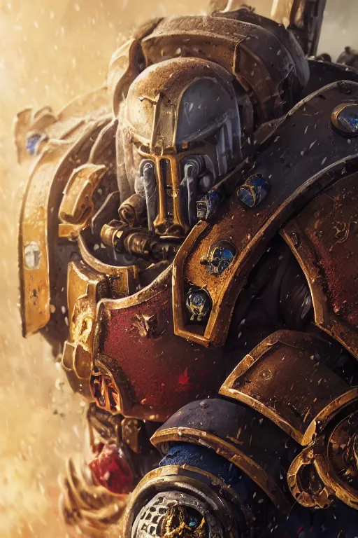 Prompt: a portrait of a space marine, warhammer 4 0 k setting, dynamic pose, close - up, intricate details, intricately detailed clothing, intricate textures, warm lighting, vivid colors, smoke and mist, realistic octane render, hyper realistic render, volumetric shading, depth of field, raytracing, 8 k,