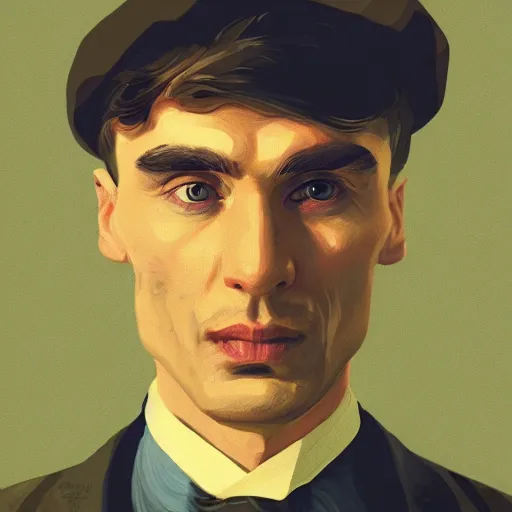 Prompt: a portrait of thomas shelby from the peaky blinders in the woods, in the style of Benjamin Bader, sharp, highly detailed, realistic face, digital art, epic, fantasy, artstation