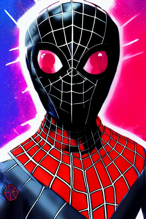 Image similar to futurism x used scifi miles morales, futuristic portrait art of a cyberpunk miles morales