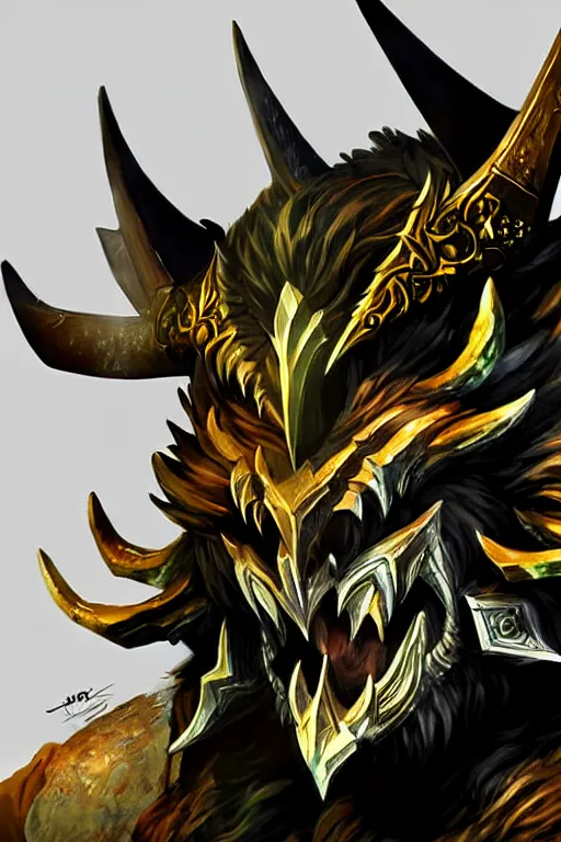 Prompt: Charr warrior of Guild Wars 2, concept art, close-up, digital art, hyper-realistic, highly detailed