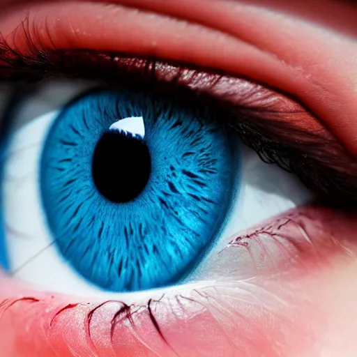 Prompt: hyper realistic blue eye, stunning, bright, lovely, 8 k resolution, high quality,