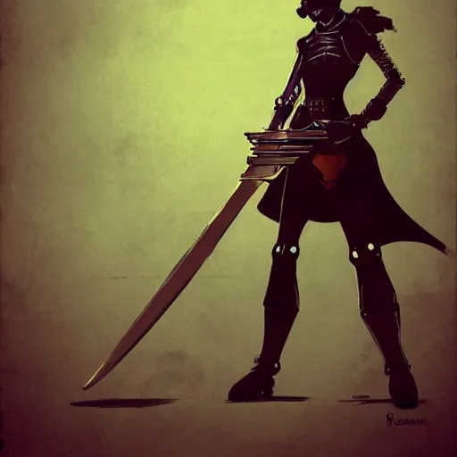 Image similar to robot swashbuckler, female, science fiction, pirate, concept art, matte, illustration, character art,