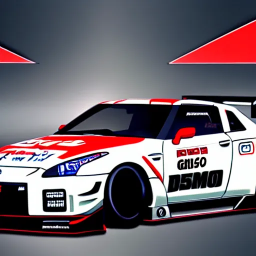 Prompt: nissan gt r 3 5 nismo initial d, anime art