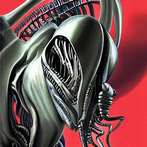 Prompt: “ digital art illustration of a xenomorph by artist michael mitchell ”