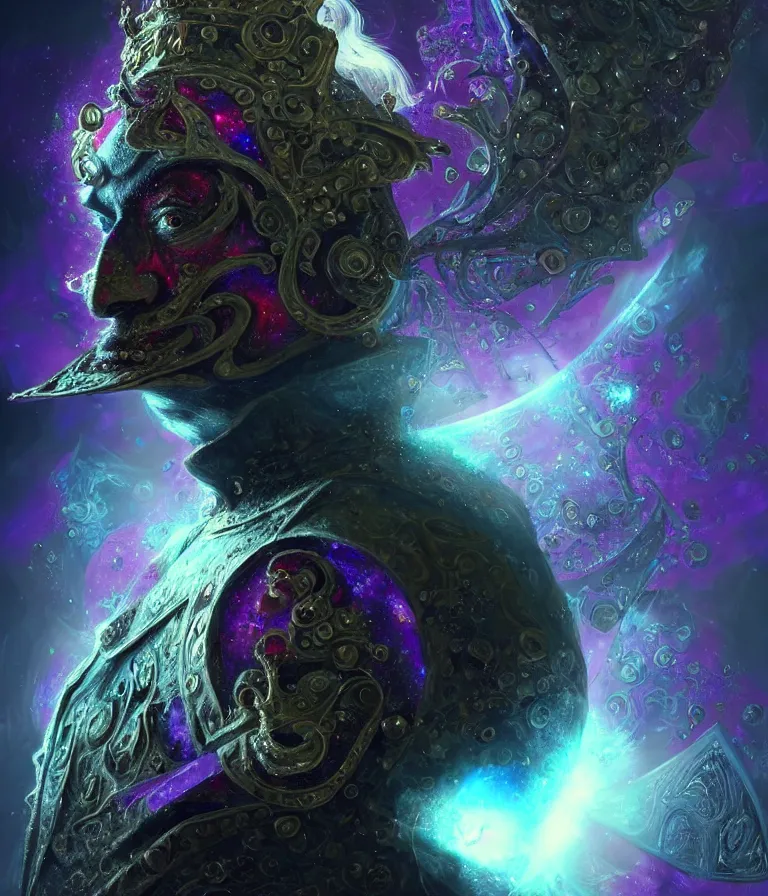 Image similar to front!!! shot of a court jester!!! character, mesmerizing fractal hypercubes, dark holography!!!, future, metallic nebula, crystalline edges, polygonal, elegant, highly detailed, centered, (((artstation, concept art, jagged, sharp focus, artgerm, Tomasz Alen Kopera, Peter Mohrbacher, donato giancola, Joseph Christian Leyendecker, WLOP, Boris Vallejo))), ((raytracing)), mugshot!!!!!, ugly!!!!!!, octane render, nvidia raytracing demo, octane render, nvidia raytracing demo, octane render, nvidia raytracing demo, 8K