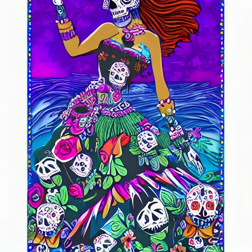 Image similar to los muertos moana, art by michael miller