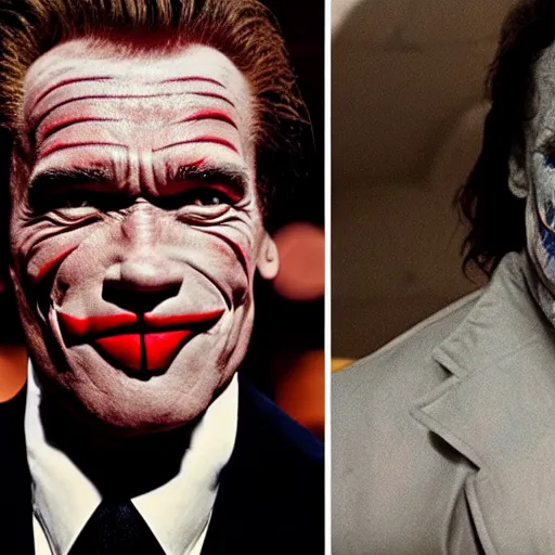 Prompt: Arnold Schwarzenegger as The Joker