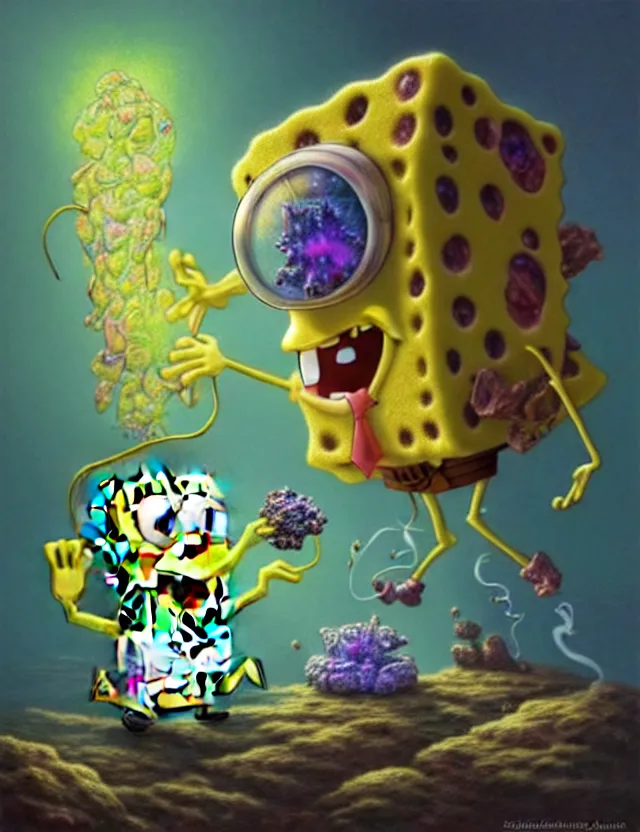 smoking weed spongebob