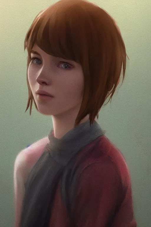 Image similar to detailed concept art portrait of max caulfield from life is strange, youth, cute, on a depth of field background, artstation, award - winning realistic sci - fi concept art by jim burns and greg rutkowski, beksinski, a realism masterpiece, expressive color palette, james gilleard, bruegel, alphonse mucha, and yoshitaka amano