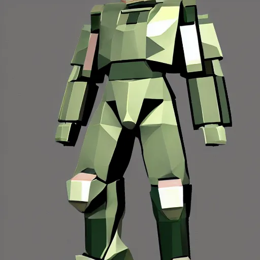 Image similar to master chief, low poly count, 8 bit