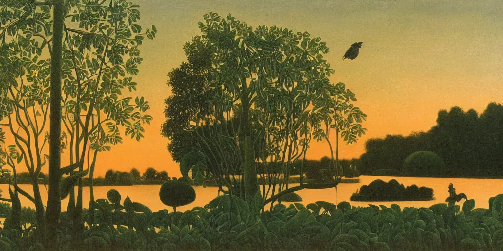 Prompt: a beautiful painting of Robin Wiliams by Henri Rousseau, golden hour, 8k, 4k